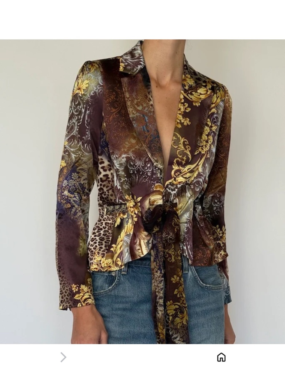 Alberto Alberto Makali Silk Jacket Baroque leopard Print sz 10